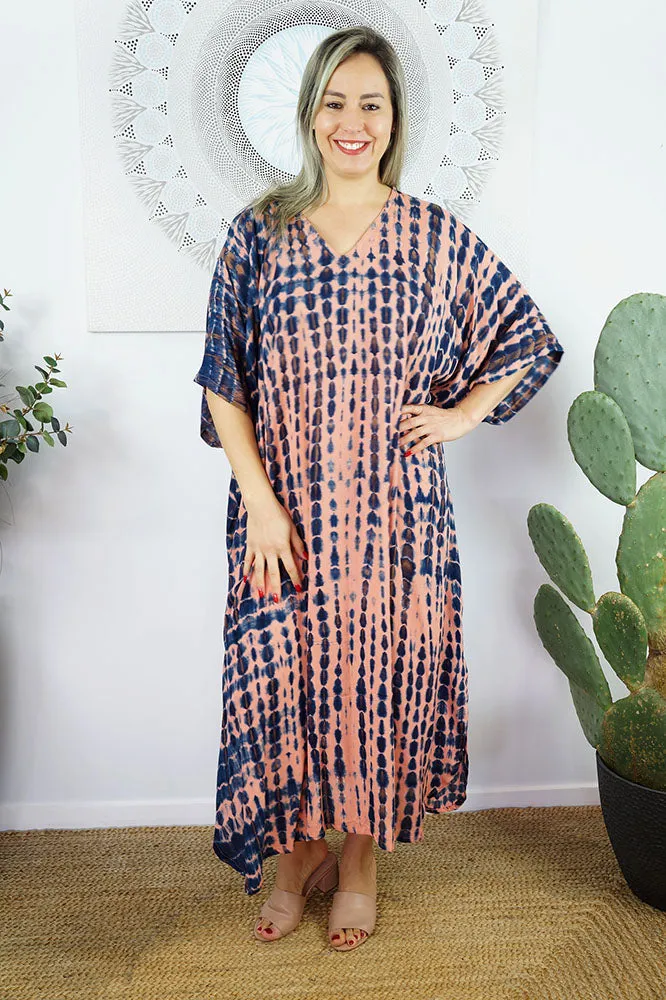 Long Kaftan "Crackle" Tie Dye