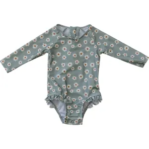 Long Sleeve One Piece | Light Green Daisy
