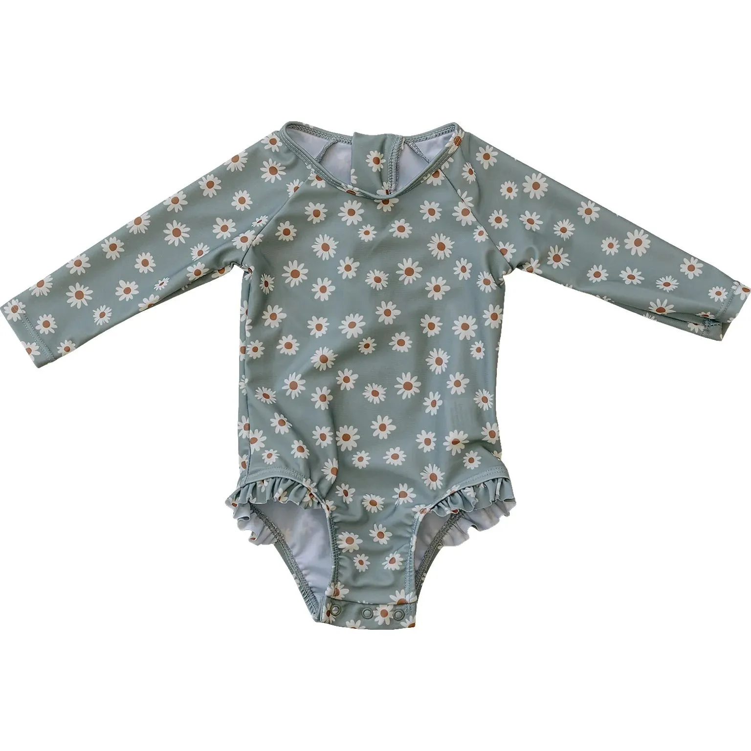 Long Sleeve One Piece | Light Green Daisy