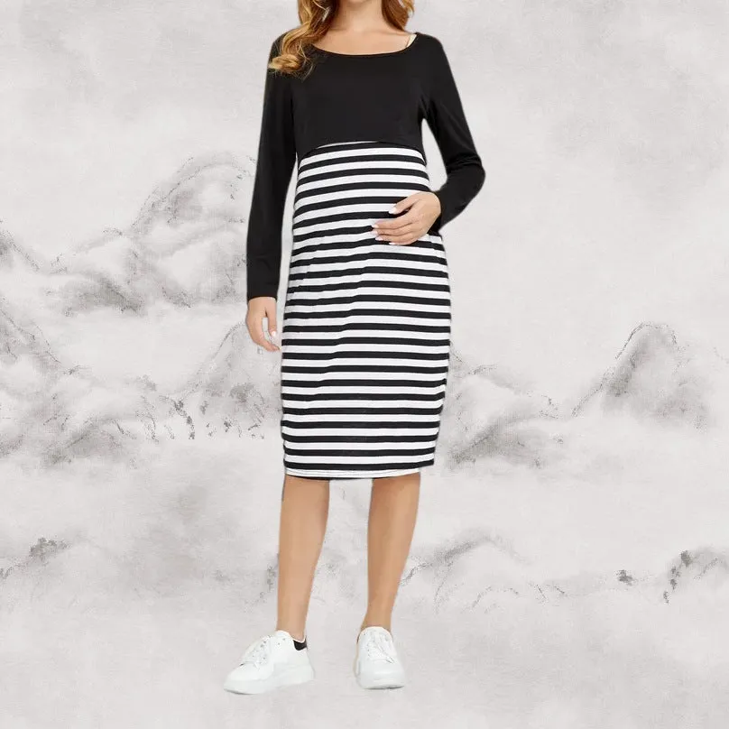 Loose Long-Sleeved Breastfeeding Maternity Dresses