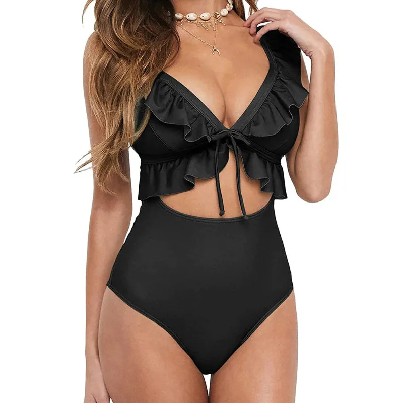 Luscious Ruffled One Piece Padded Bathing Swimsuits