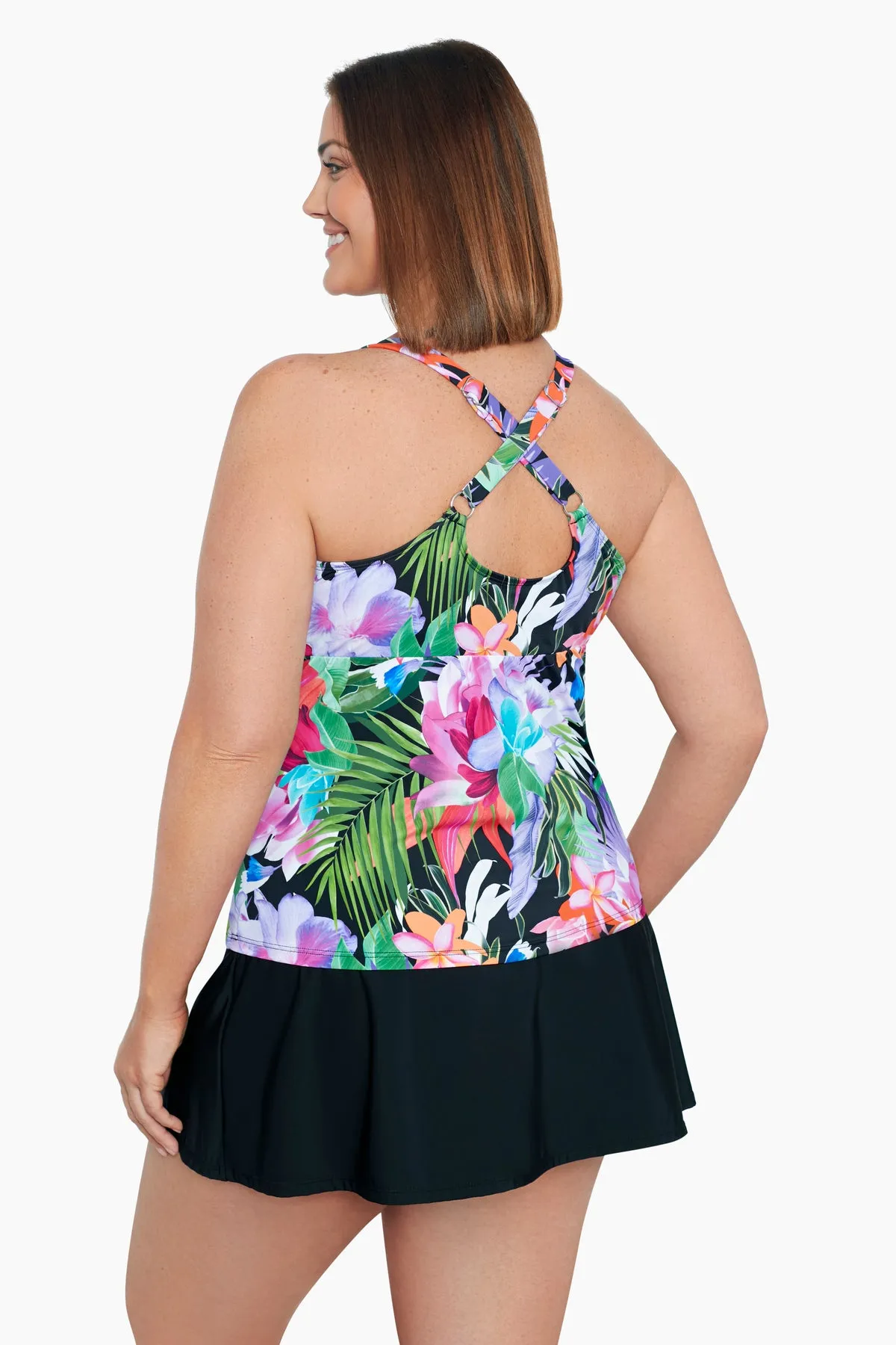 Lush Life Plus Size High Neck Keyhole Tankini Top