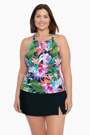 Lush Life Plus Size High Neck Keyhole Tankini Top