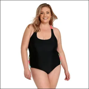 Lysa Women’s Plus Size Caddy Scoop Neck Color-Block One Piece Swimsuit 0X 1X 2X 3X