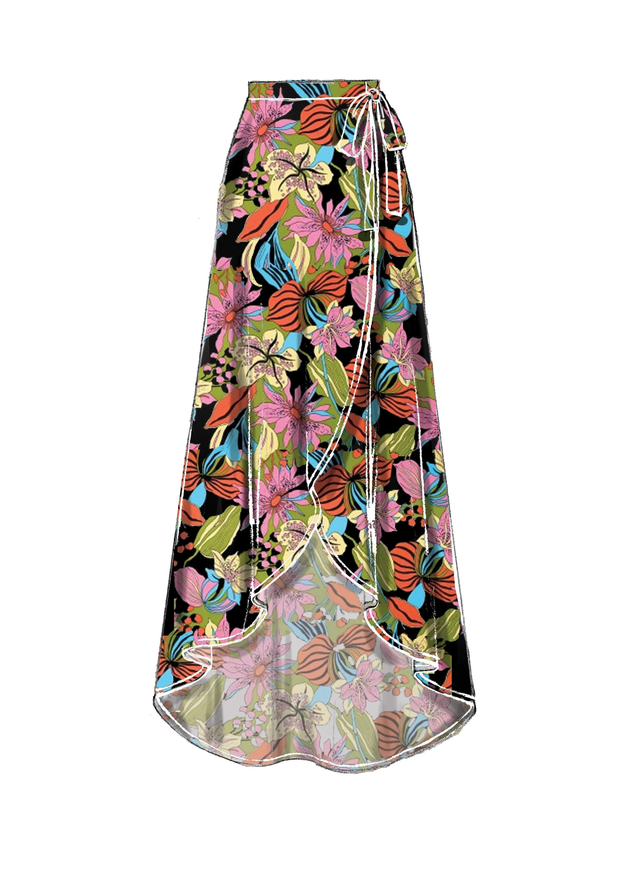M7606 Off-the-Shoulder Bodysuits and Wrap Skirts