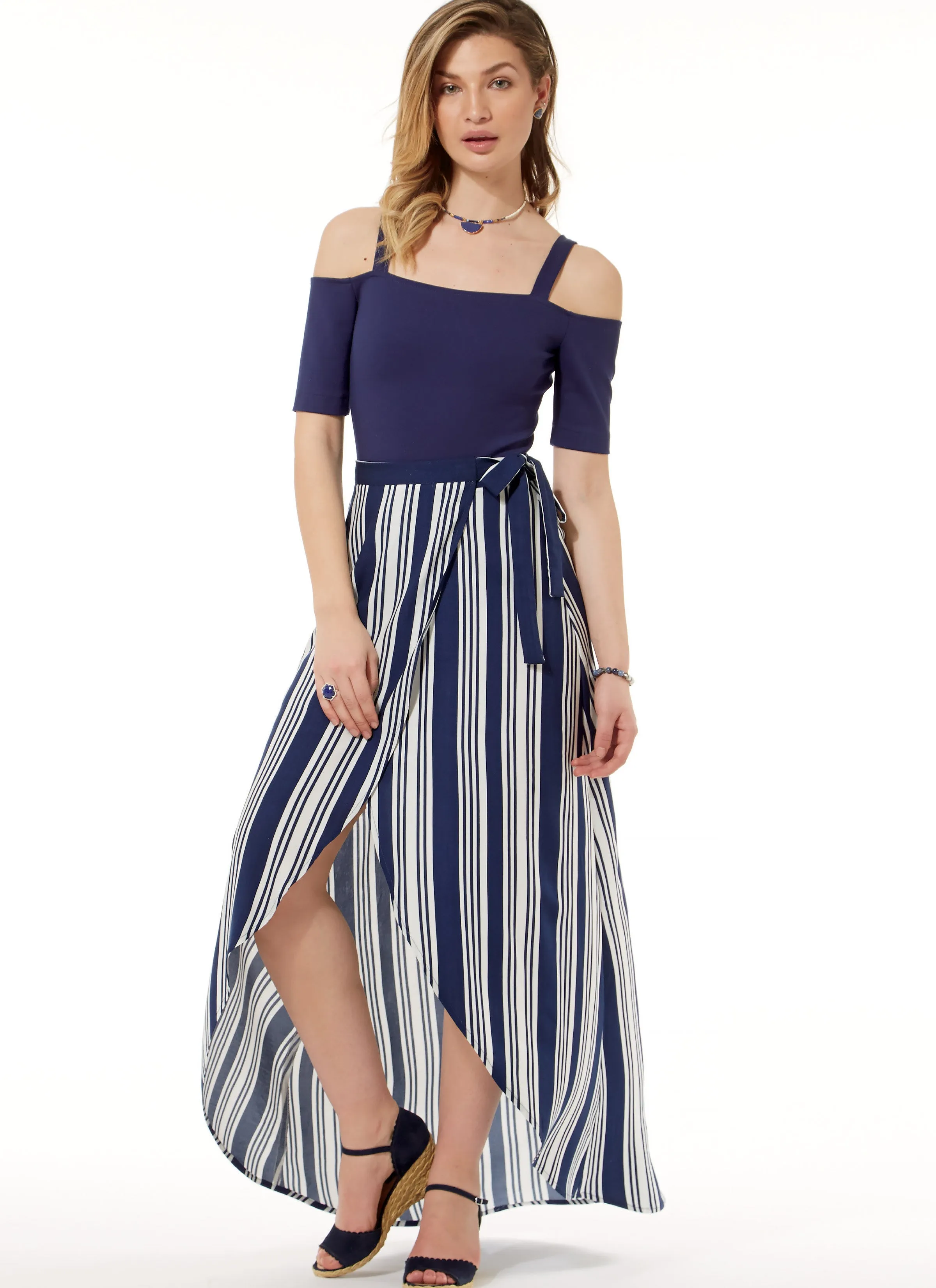 M7606 Off-the-Shoulder Bodysuits and Wrap Skirts