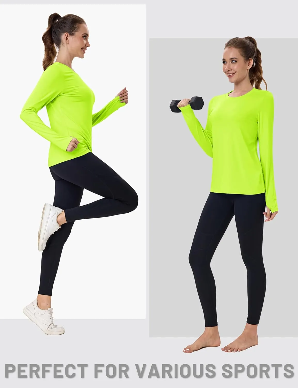 MAGCOMSEN Women’s Long Sleeve Shirts UPF 80  Quick Dry Athletic Workout Tee Shirts with Thumb Holes Rash Guard Swim Tops