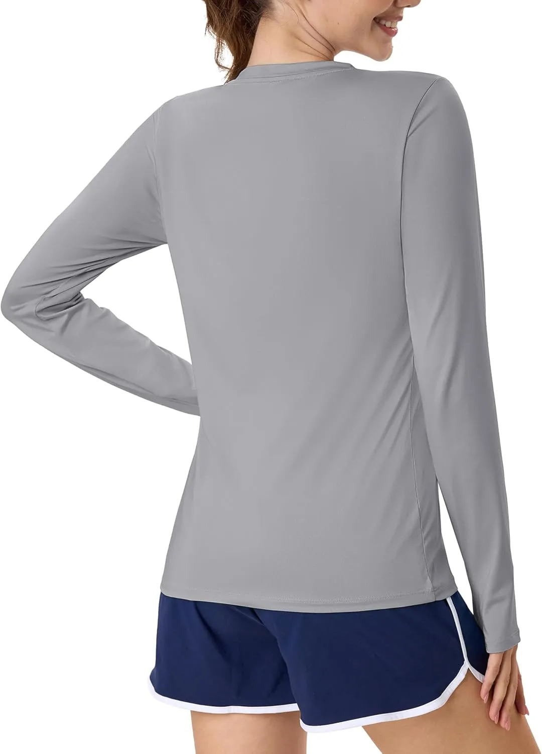 MAGCOMSEN Women’s Long Sleeve Shirts UPF 80  Quick Dry Athletic Workout Tee Shirts with Thumb Holes Rash Guard Swim Tops