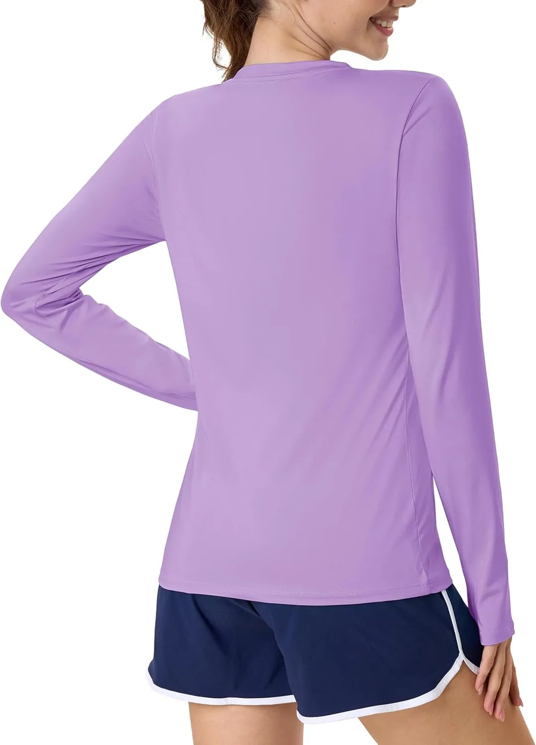 MAGCOMSEN Women’s Long Sleeve Shirts UPF 80  Quick Dry Athletic Workout Tee Shirts with Thumb Holes Rash Guard Swim Tops