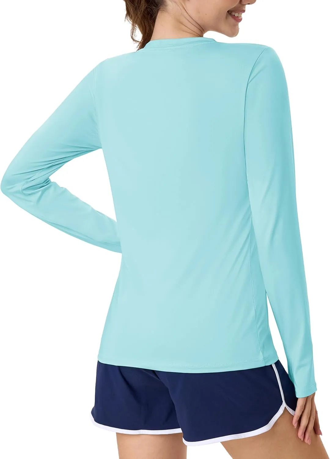 MAGCOMSEN Women’s Long Sleeve Shirts UPF 80  Quick Dry Athletic Workout Tee Shirts with Thumb Holes Rash Guard Swim Tops