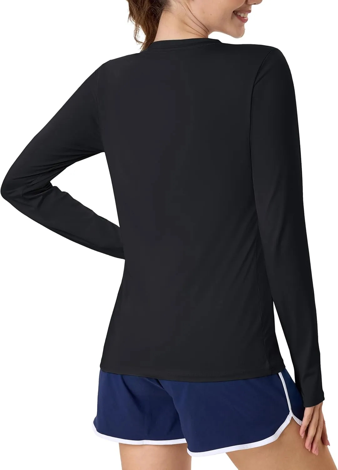 MAGCOMSEN Women’s Long Sleeve Shirts UPF 80  Quick Dry Athletic Workout Tee Shirts with Thumb Holes Rash Guard Swim Tops