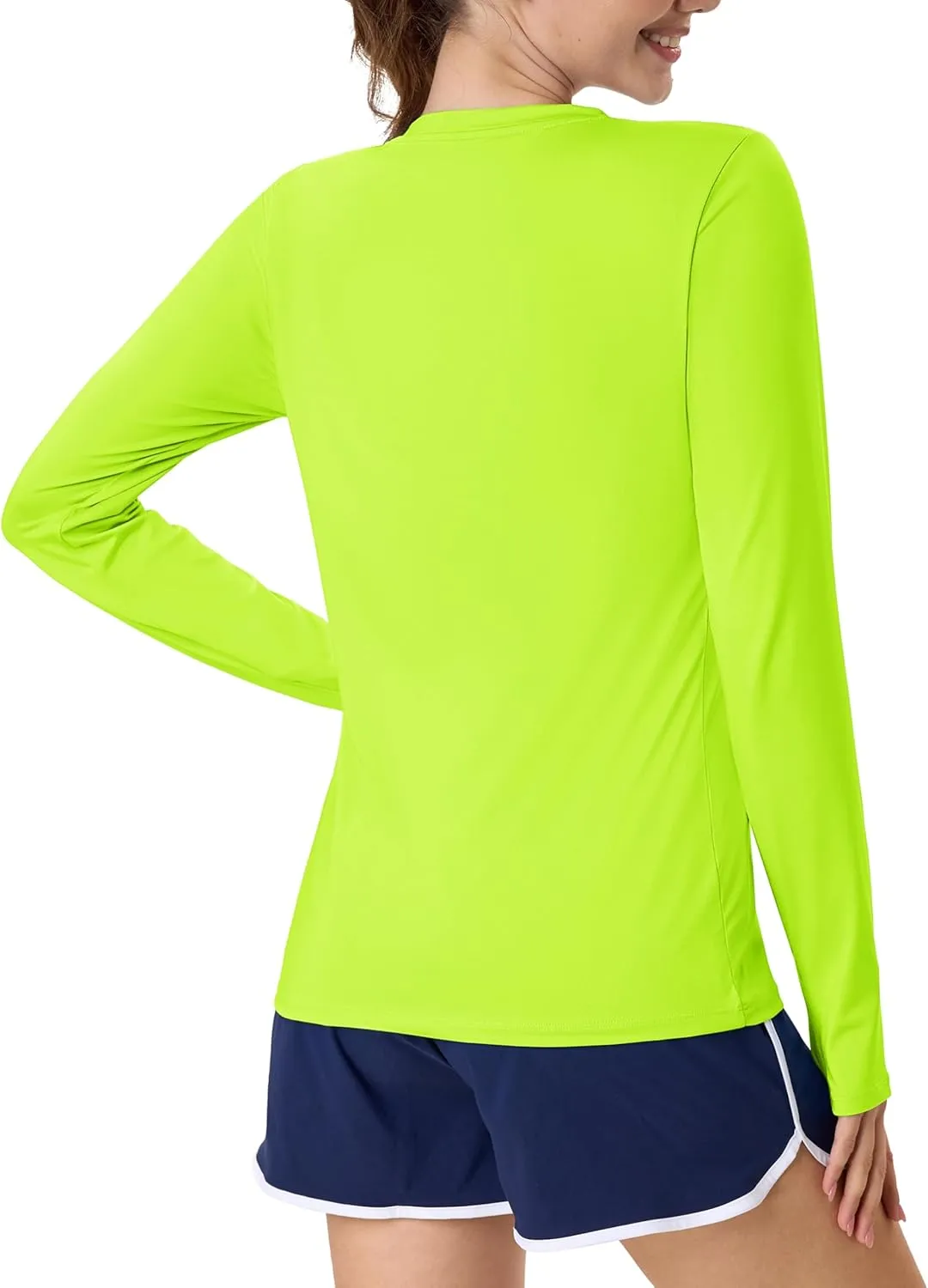 MAGCOMSEN Women’s Long Sleeve Shirts UPF 80  Quick Dry Athletic Workout Tee Shirts with Thumb Holes Rash Guard Swim Tops