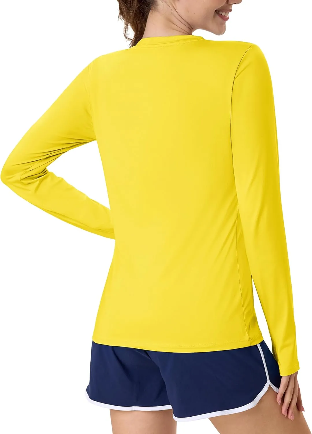 MAGCOMSEN Women’s Long Sleeve Shirts UPF 80  Quick Dry Athletic Workout Tee Shirts with Thumb Holes Rash Guard Swim Tops