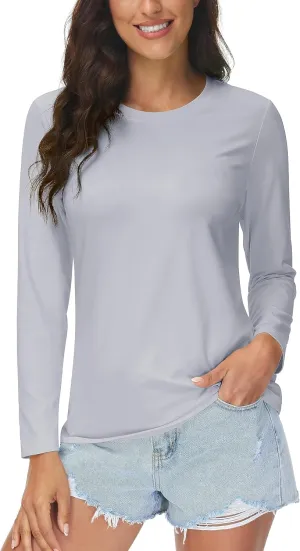 MAGCOMSEN Women's UPF 80  Workout Shirts Long Sleeve Atheltic T-Shirt Quick Dry Rash Guard Swim Tops