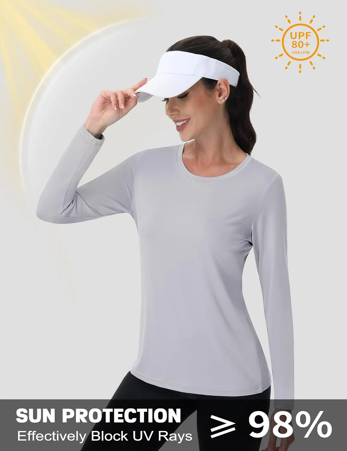 MAGCOMSEN Women's UPF 80  Workout Shirts Long Sleeve Atheltic T-Shirt Quick Dry Rash Guard Swim Tops