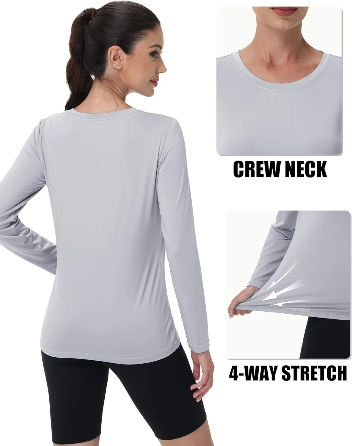 MAGCOMSEN Women's UPF 80  Workout Shirts Long Sleeve Atheltic T-Shirt Quick Dry Rash Guard Swim Tops