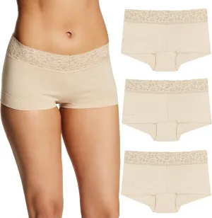 Maidenform Women's Boyshort Underwear, Stretch Cotton Boyshort Panties for Women, Assorted, 3-pack