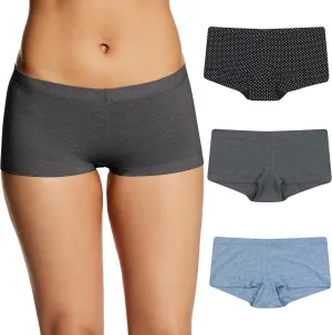 Maidenform Women's Boyshort Underwear, Stretch Cotton Boyshort Panties for Women, Assorted, 3-pack