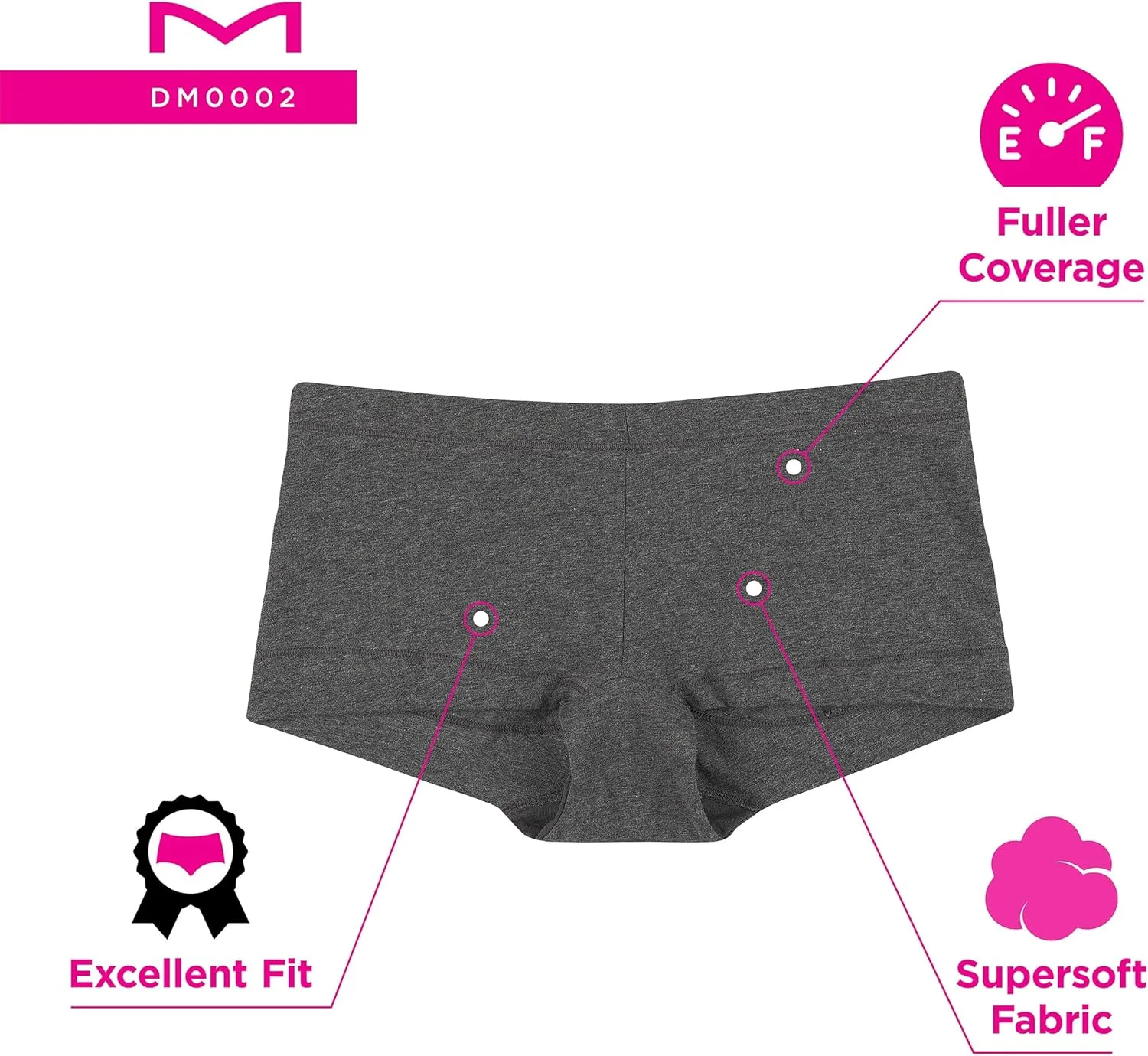 Maidenform Women's Boyshort Underwear, Stretch Cotton Boyshort Panties for Women, Assorted, 3-pack