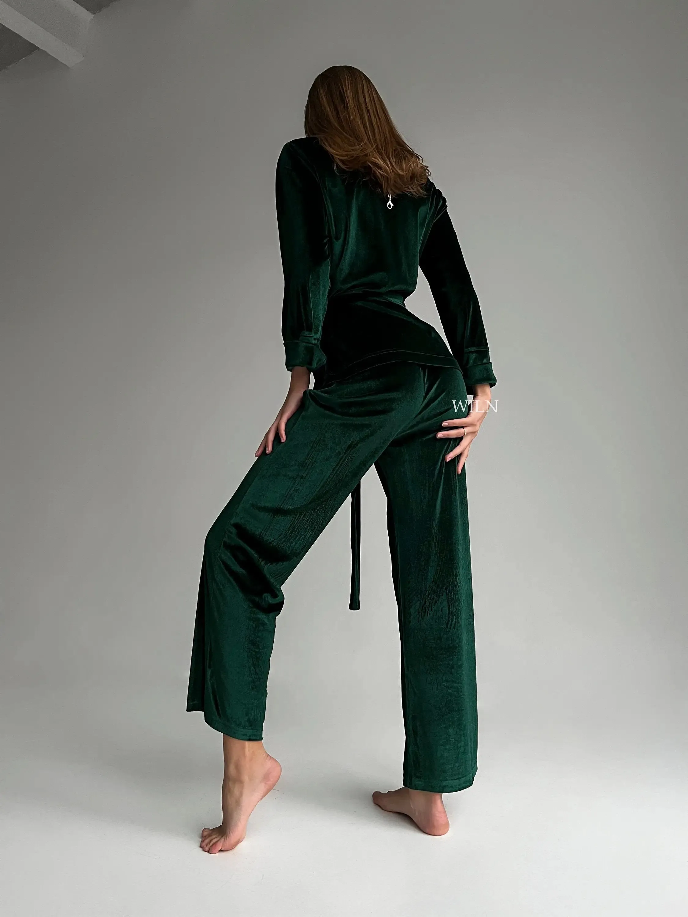 MAJESTIC Luxurious Velour Robe - Green
