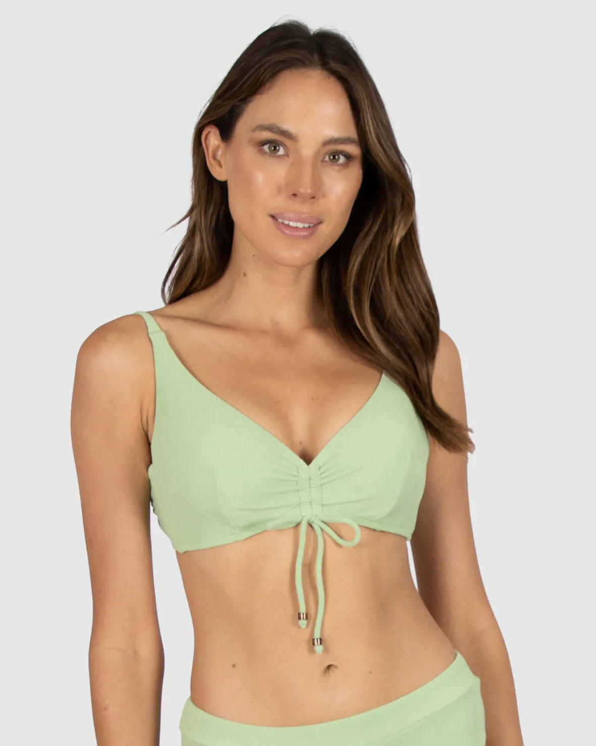 Malibu D-E Cup Ruched Front Underwire Bikini Bra Top