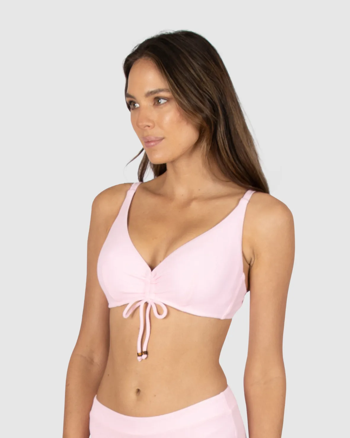 Malibu D-E Cup Ruched Front Underwire Bikini Bra Top