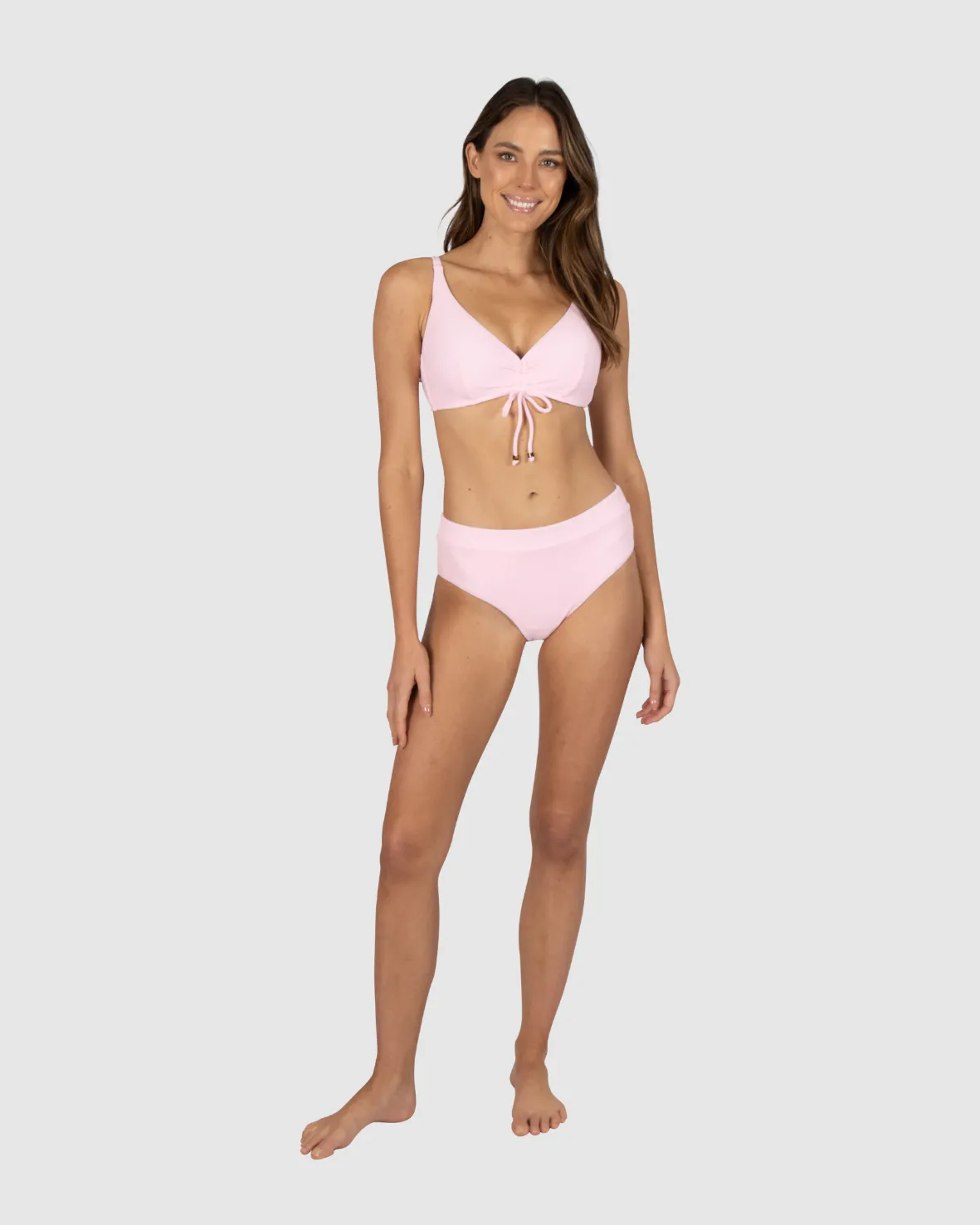 Malibu D-E Cup Ruched Front Underwire Bikini Bra Top
