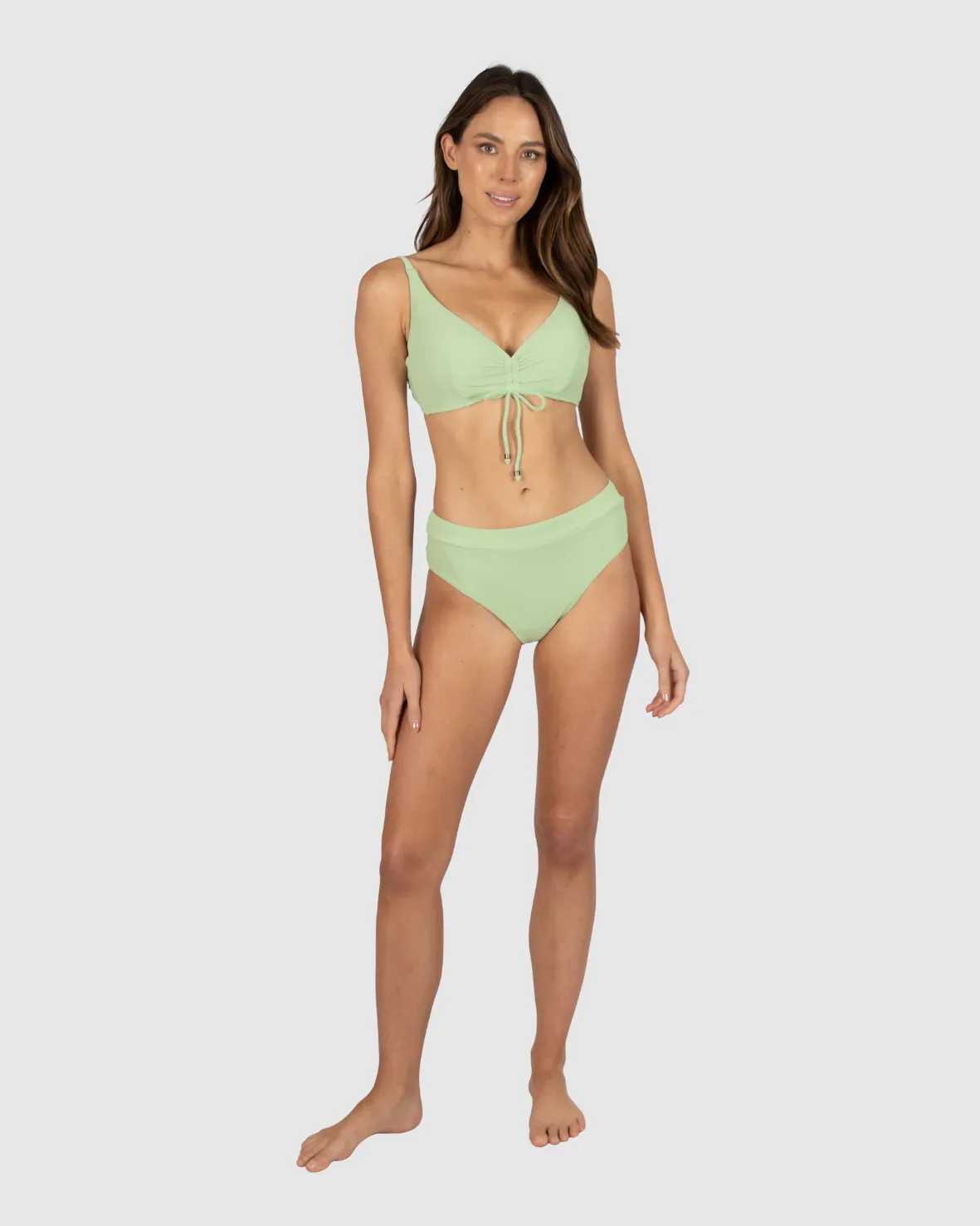 Malibu D-E Cup Ruched Front Underwire Bikini Bra Top