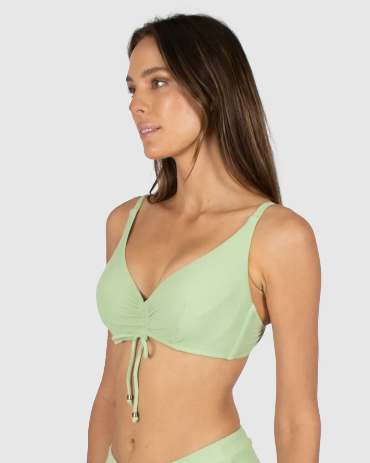 Malibu D-E Cup Ruched Front Underwire Bikini Bra Top
