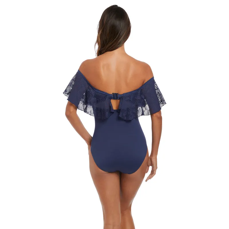 Marseille Twilight Blue Bardot One Piece Swimsuit - Fantasie Swim