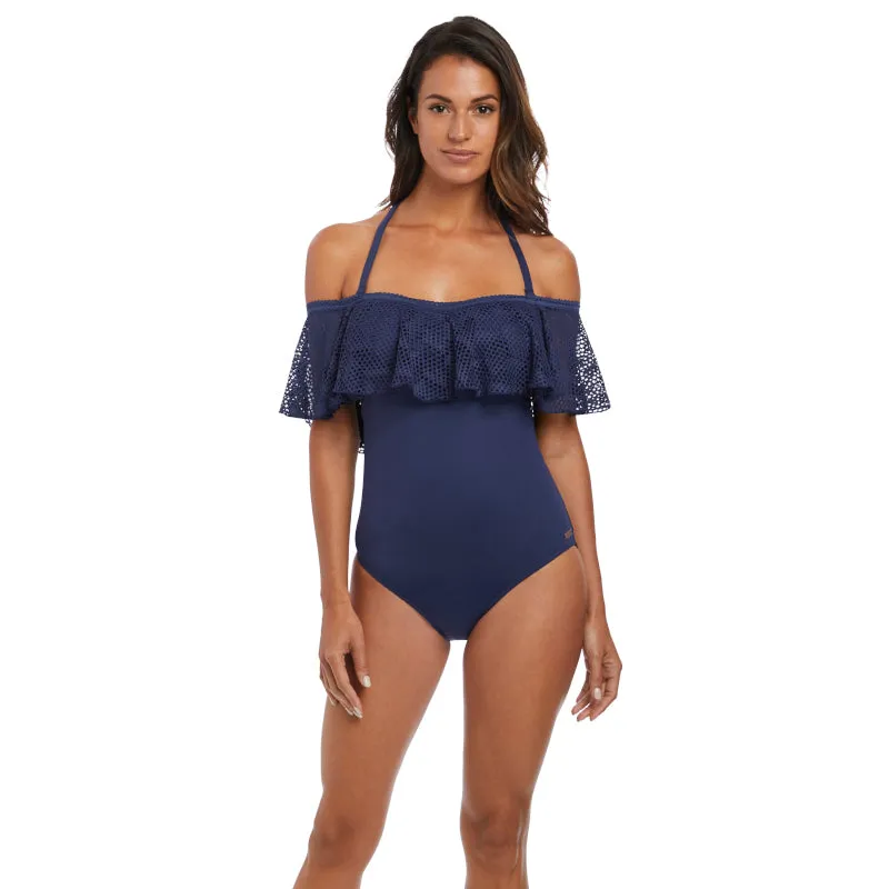 Marseille Twilight Blue Bardot One Piece Swimsuit - Fantasie Swim