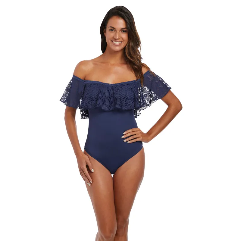Marseille Twilight Blue Bardot One Piece Swimsuit - Fantasie Swim