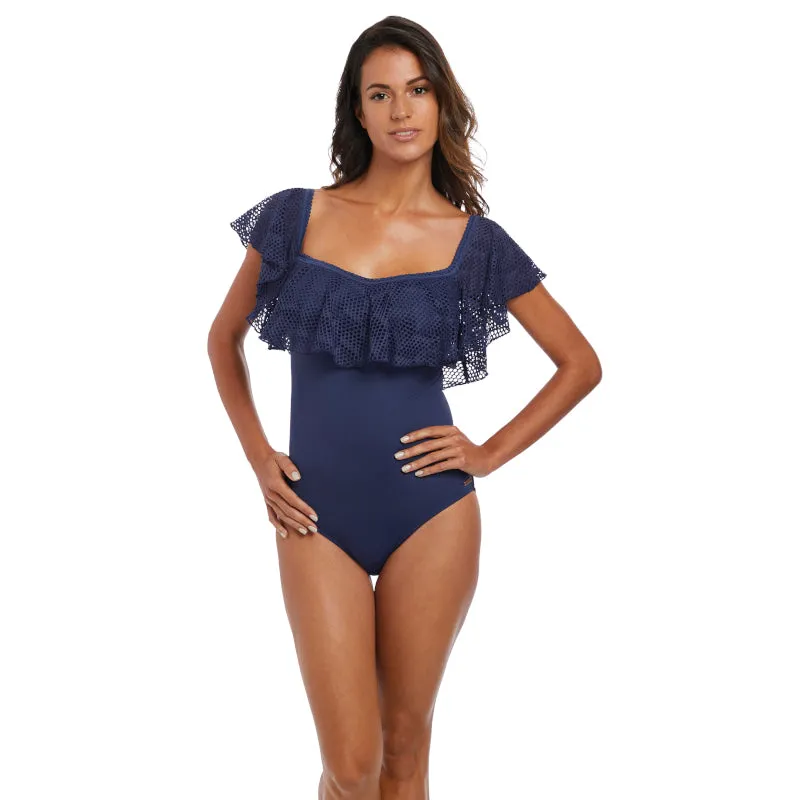 Marseille Twilight Blue Bardot One Piece Swimsuit - Fantasie Swim