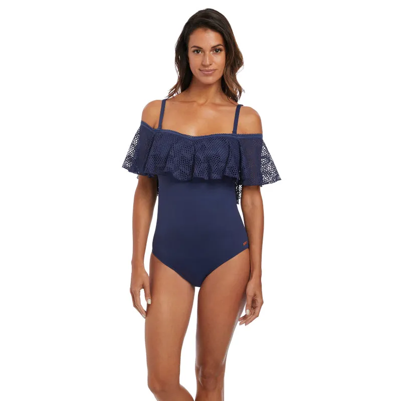 Marseille Twilight Blue Bardot One Piece Swimsuit - Fantasie Swim