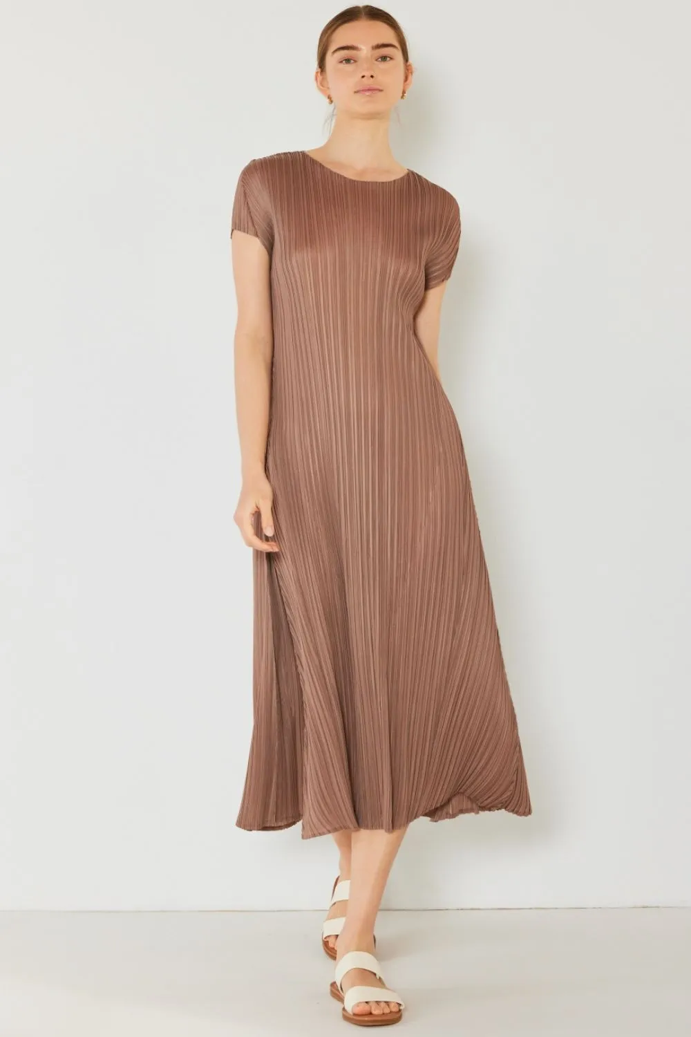 Mary Pleated Cap Sleeve A-Line Dress