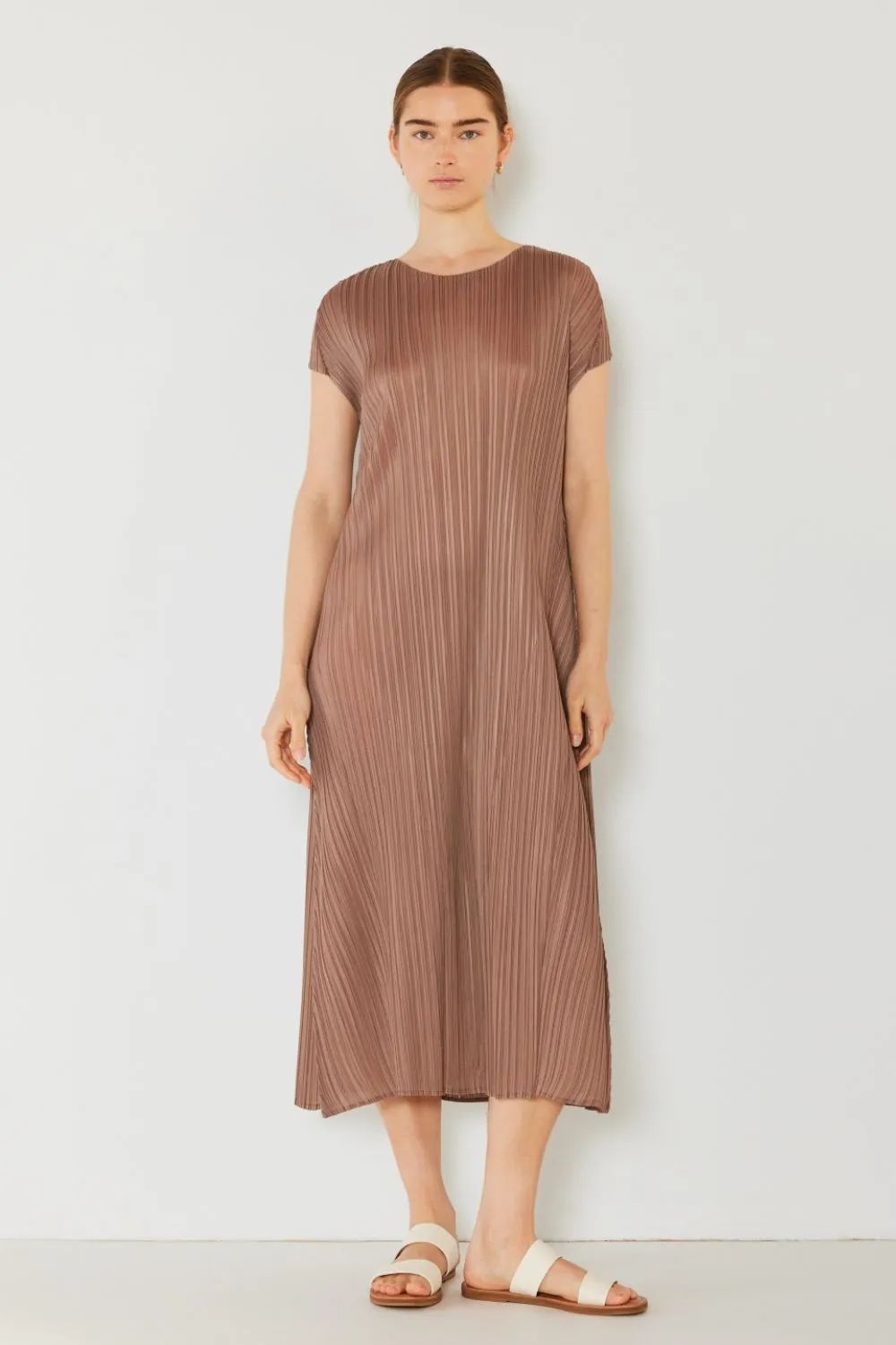 Mary Pleated Cap Sleeve A-Line Dress