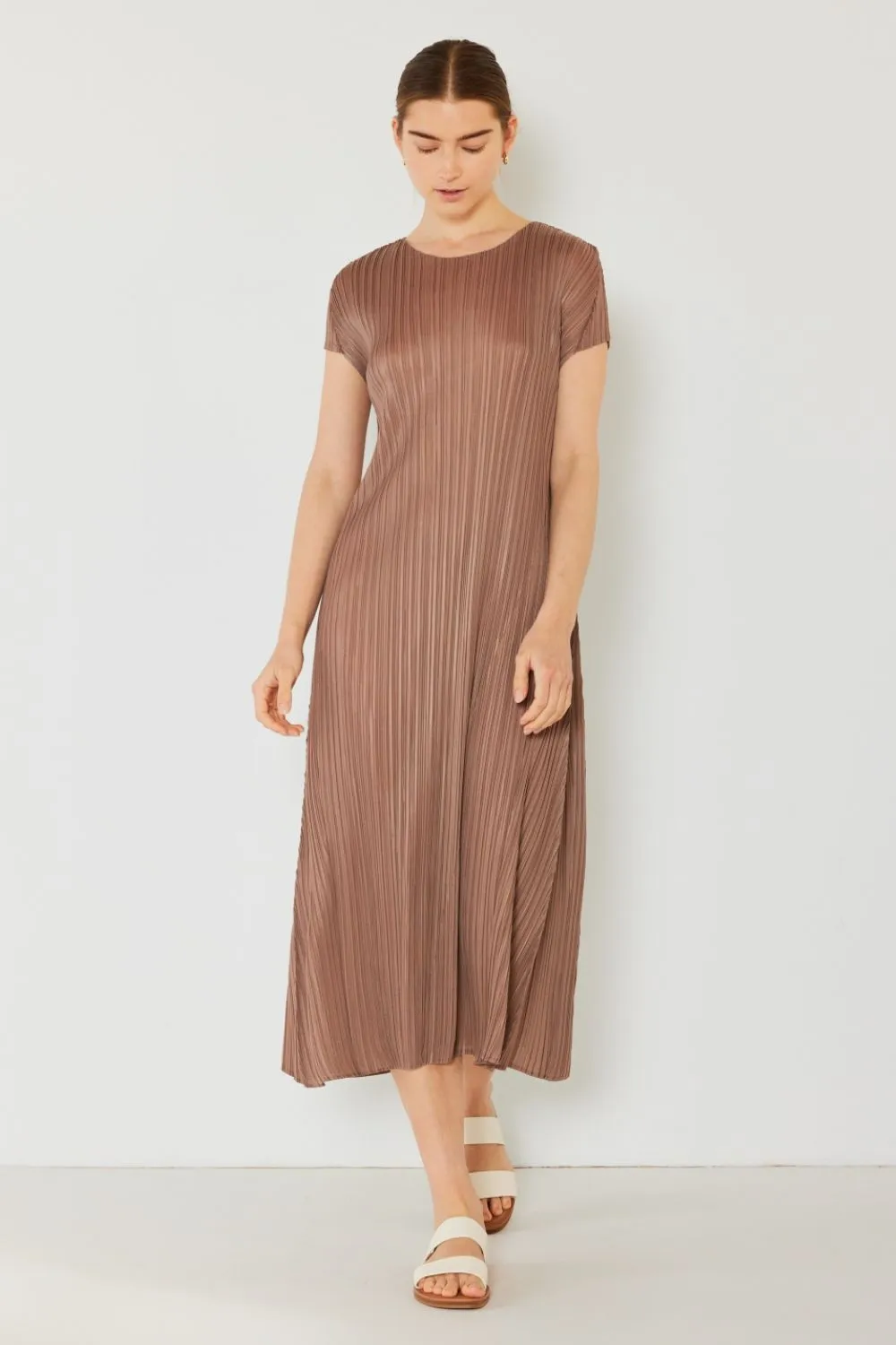Mary Pleated Cap Sleeve A-Line Dress