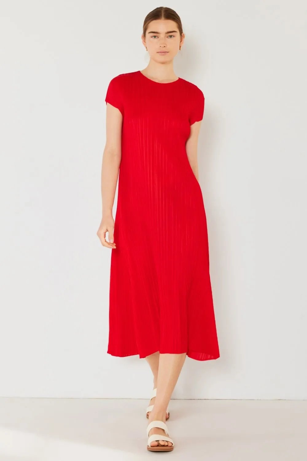 Mary Pleated Cap Sleeve A-Line Dress