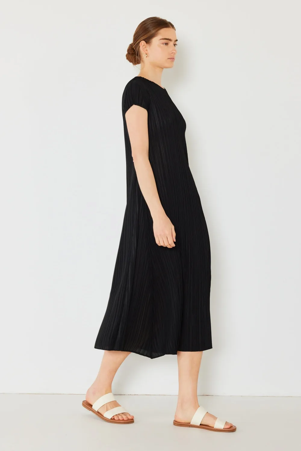 Mary Pleated Cap Sleeve A-Line Dress