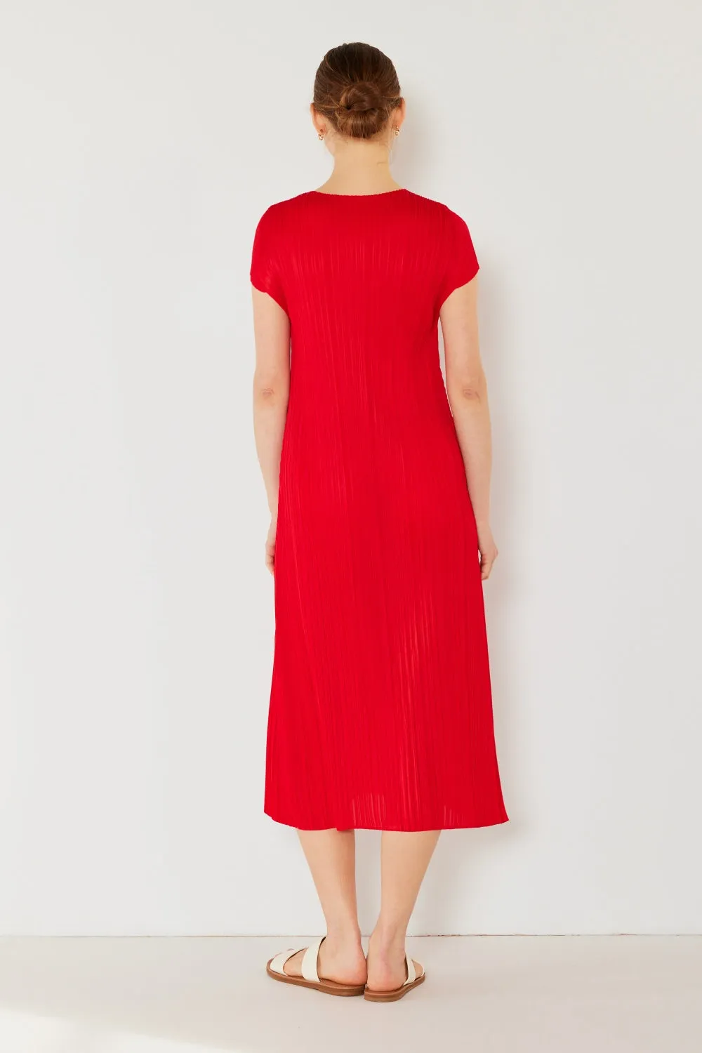 Mary Pleated Cap Sleeve A-Line Dress
