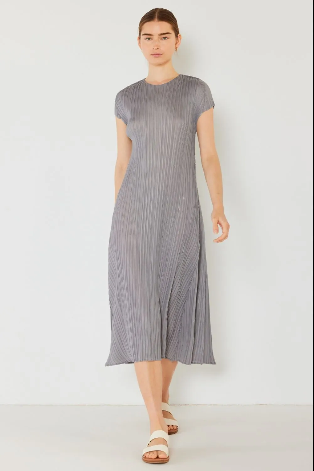 Mary Pleated Cap Sleeve A-Line Dress