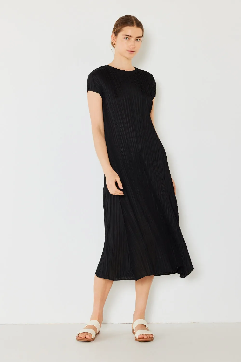 Mary Pleated Cap Sleeve A-Line Dress
