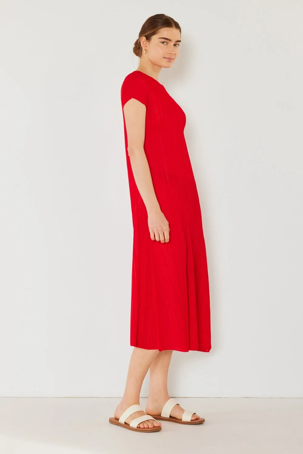 Mary Pleated Cap Sleeve A-Line Dress