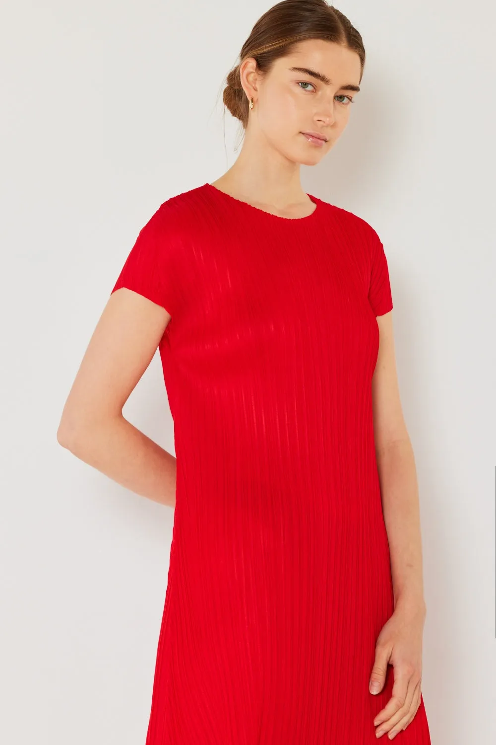 Mary Pleated Cap Sleeve A-Line Dress