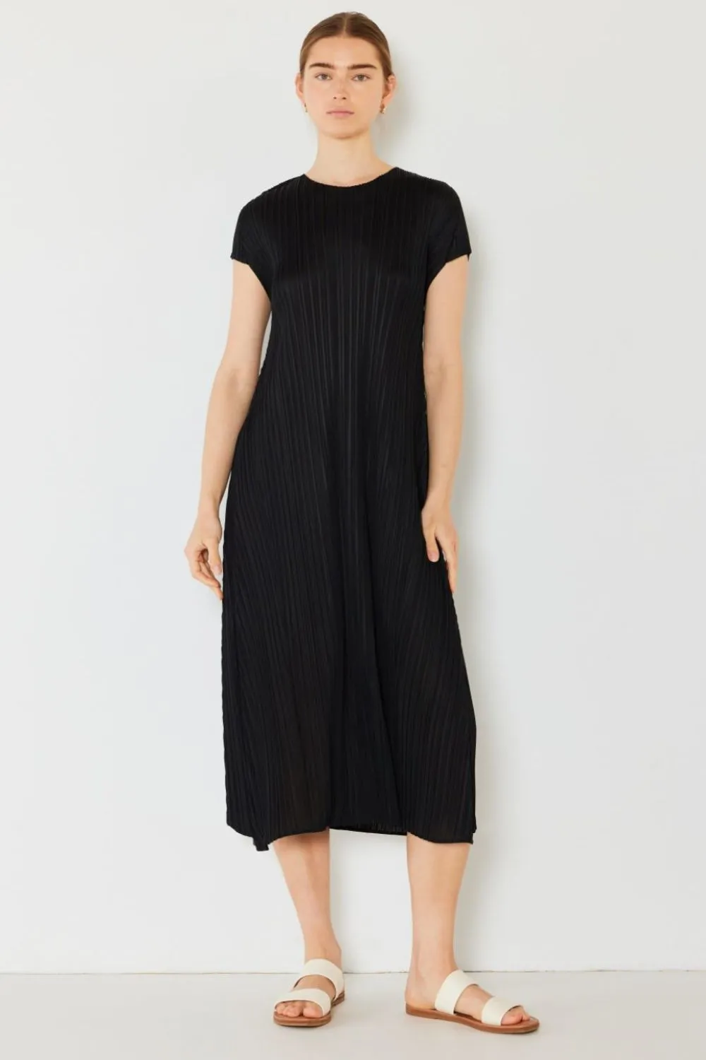 Mary Pleated Cap Sleeve A-Line Dress