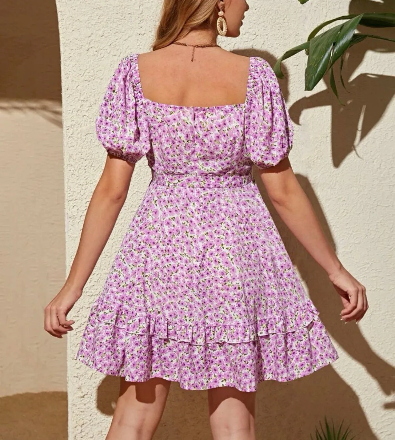 Maternity all over floral print ruffle hem knot