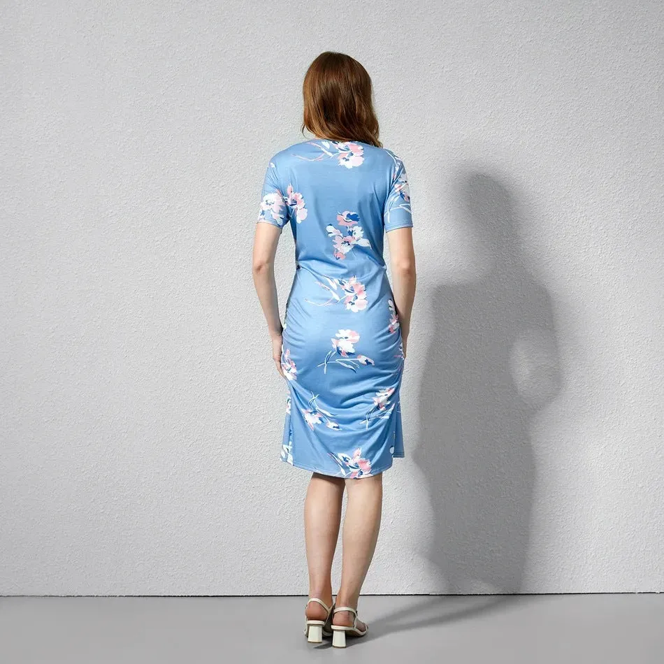 Maternity Floral Print Short Sleeve Dress
