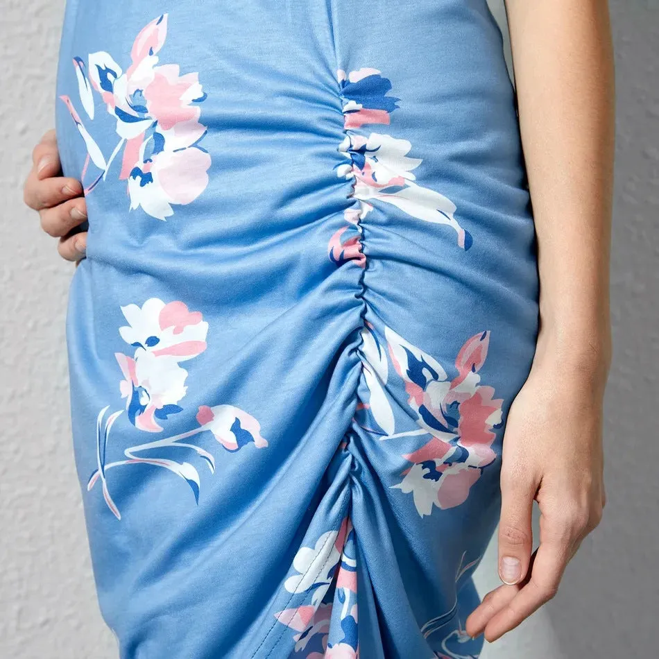 Maternity Floral Print Short Sleeve Dress