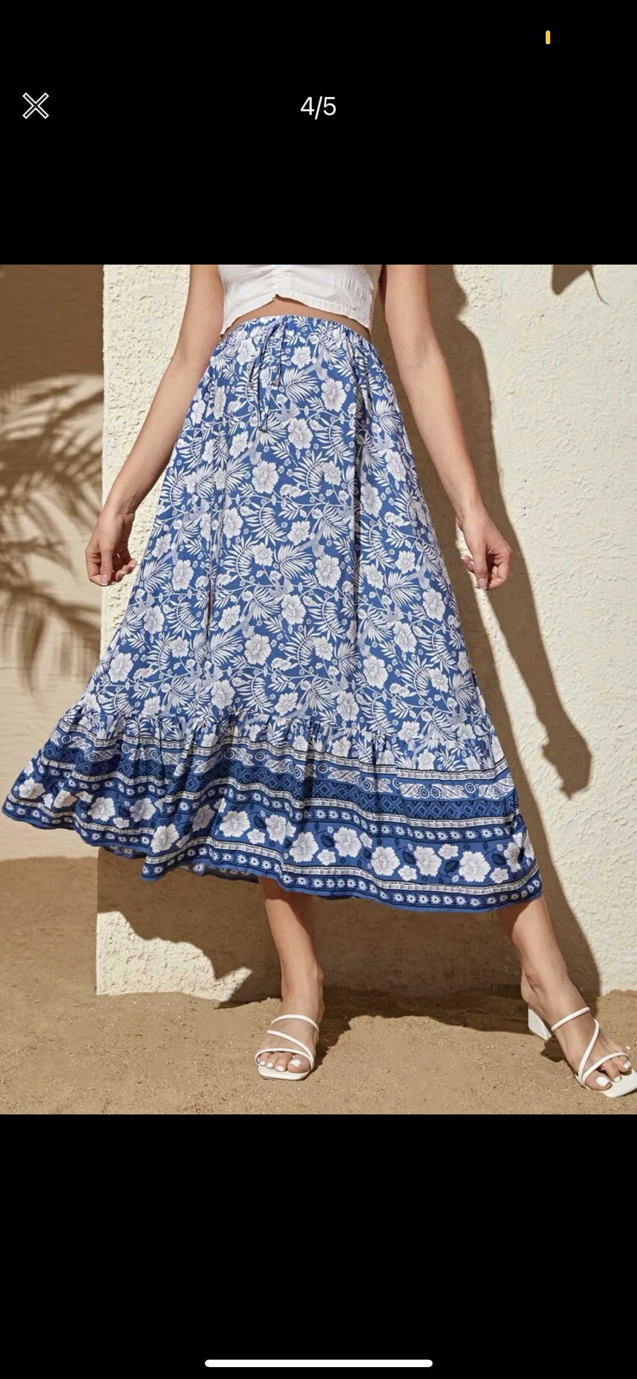 Maternity knot waist high split tropical print skirt