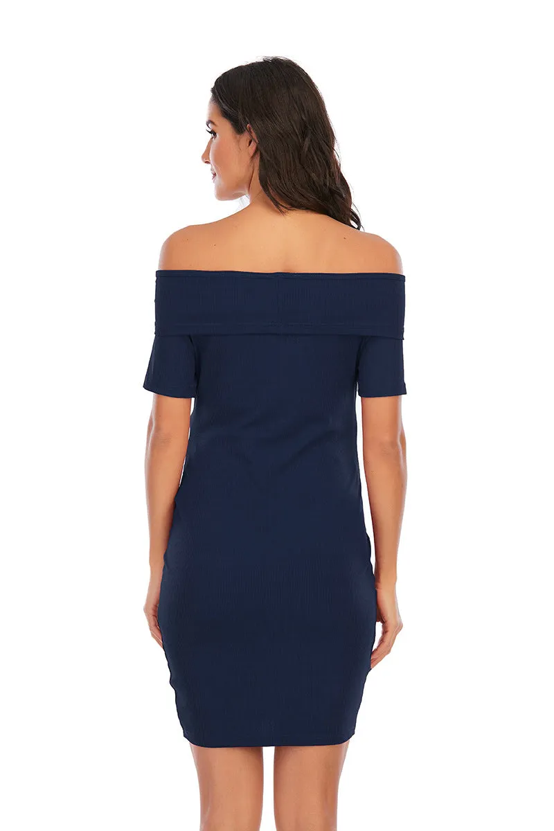Maternity Off Shoulder Solid Dress